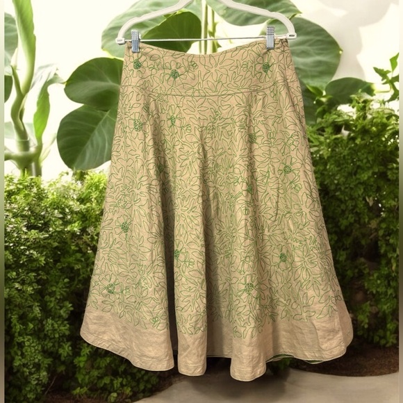 DNKY 100% linen embroidered skirt size 6 - Picture 1 of 8